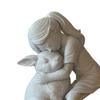 Girl And Bunny Figurine, 3D Printed Girl Embrace Rabbit Statue, Small Cute Animal Ornament for Living Room, Desk, Cabinet Decor