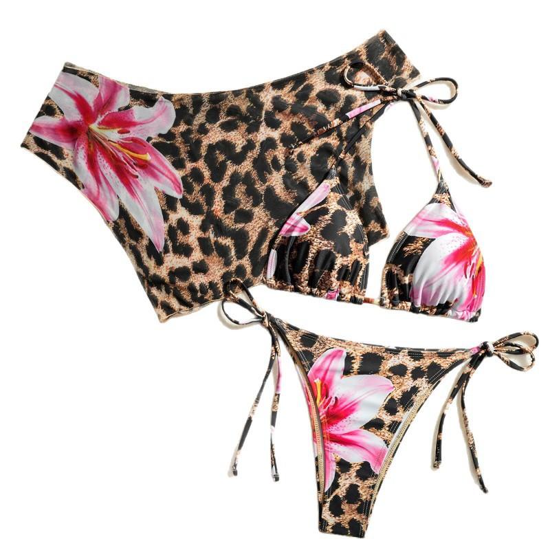Swimsuit Printed Lace Sexy Bikini Split Fashionable Three-piece