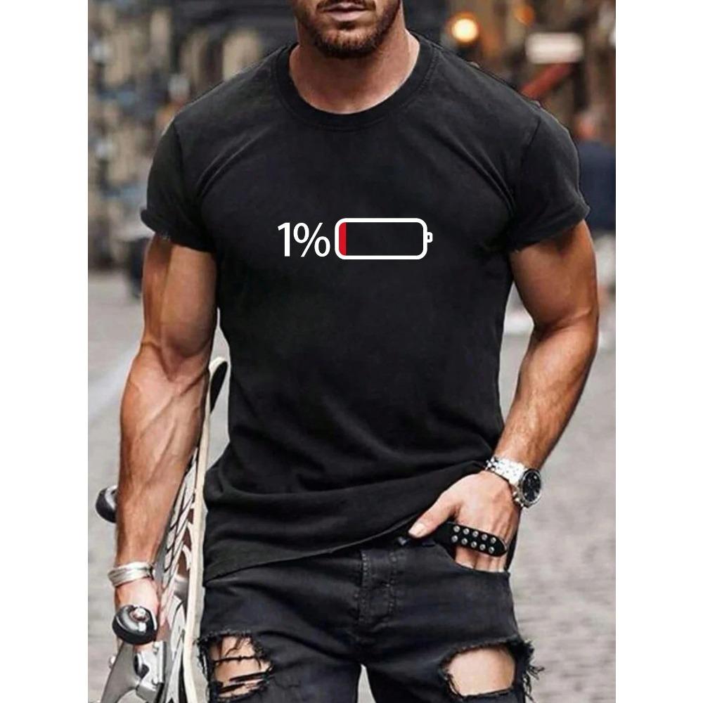 1%  Men Cotton T-shirt Luxury Brand Fashion Big Size Top Casual Short Sleeve Streetwear Classic Print New Arrival Tee