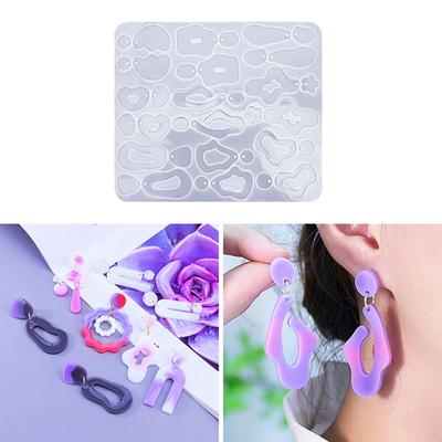 4 Stück/Set Kristall-Silikon-Ohrringe-Formen-Set Kristall-Epoxidharz-Gießformen Unregelmäßige Ohrringe-Form für DIY-Anhänger