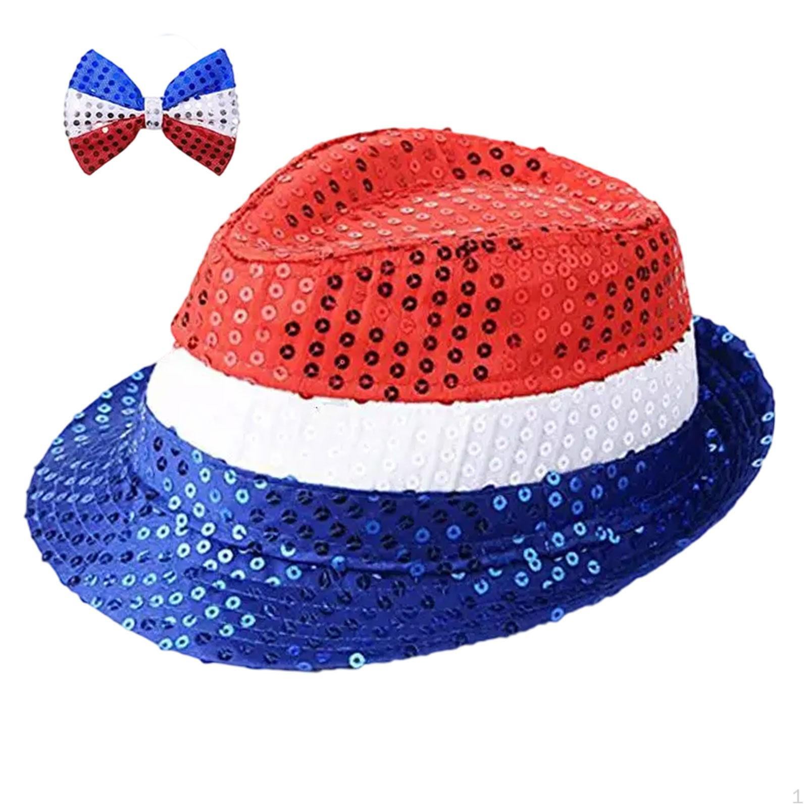 

Шляпа на 4 июля, удобная, стильная, блестящая, диско-кепка, веселая, с блестками, фетровая шляпа Har and Bowtie