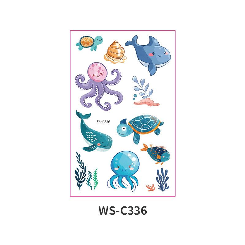 Cross Border New Children s Cartoon Marine Animal Fun Tattoo Stickers Shark Whale Temporary 120x76mm