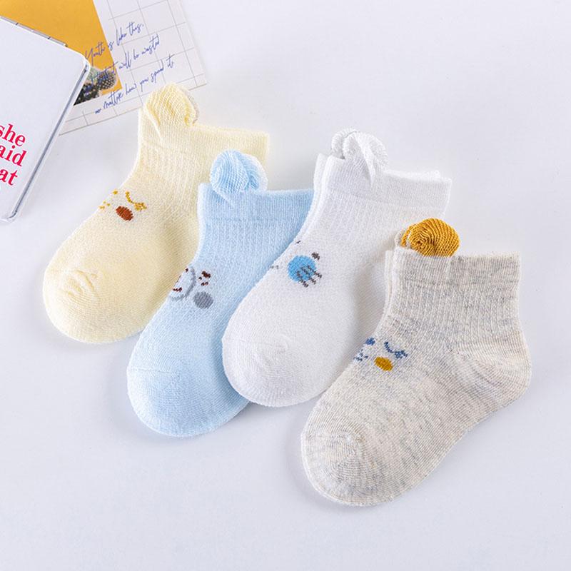 

4Pair/Lot Summer Thin Baby Socks Cartoon Bear Mesh Newborn Infant Socks Cute Kids Soft Cotton Boy Girl Short Socks 3-12 months