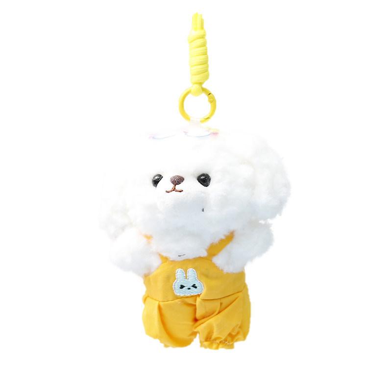 Soft Polyester Teddy Dog Plush Doll With Hanging Loop For Girls Gift And Bag Ornament