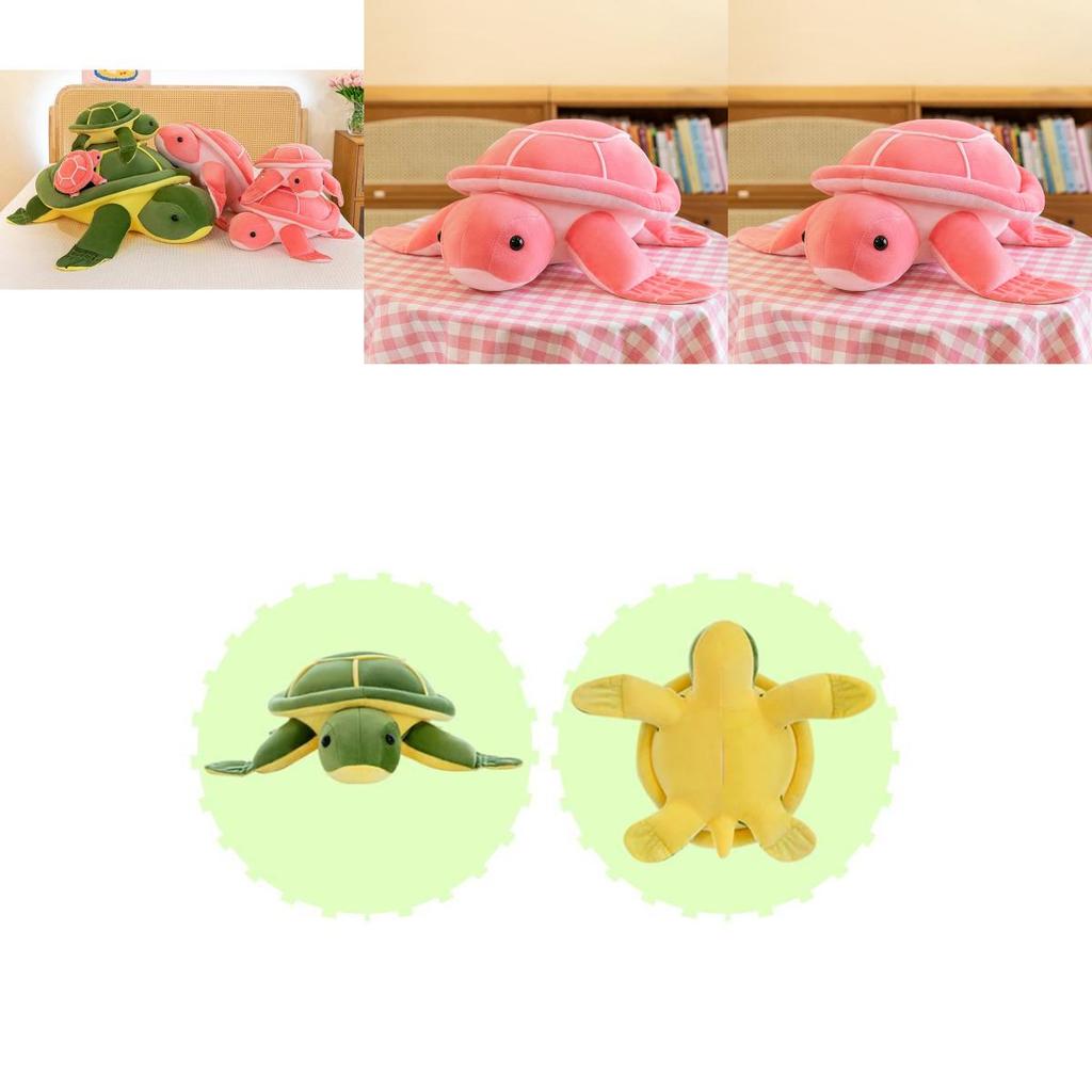 Adorable Green Turtle Plush Pillow Ultra-soft Pp Cotton Stuffed Animal Toy For Kids
