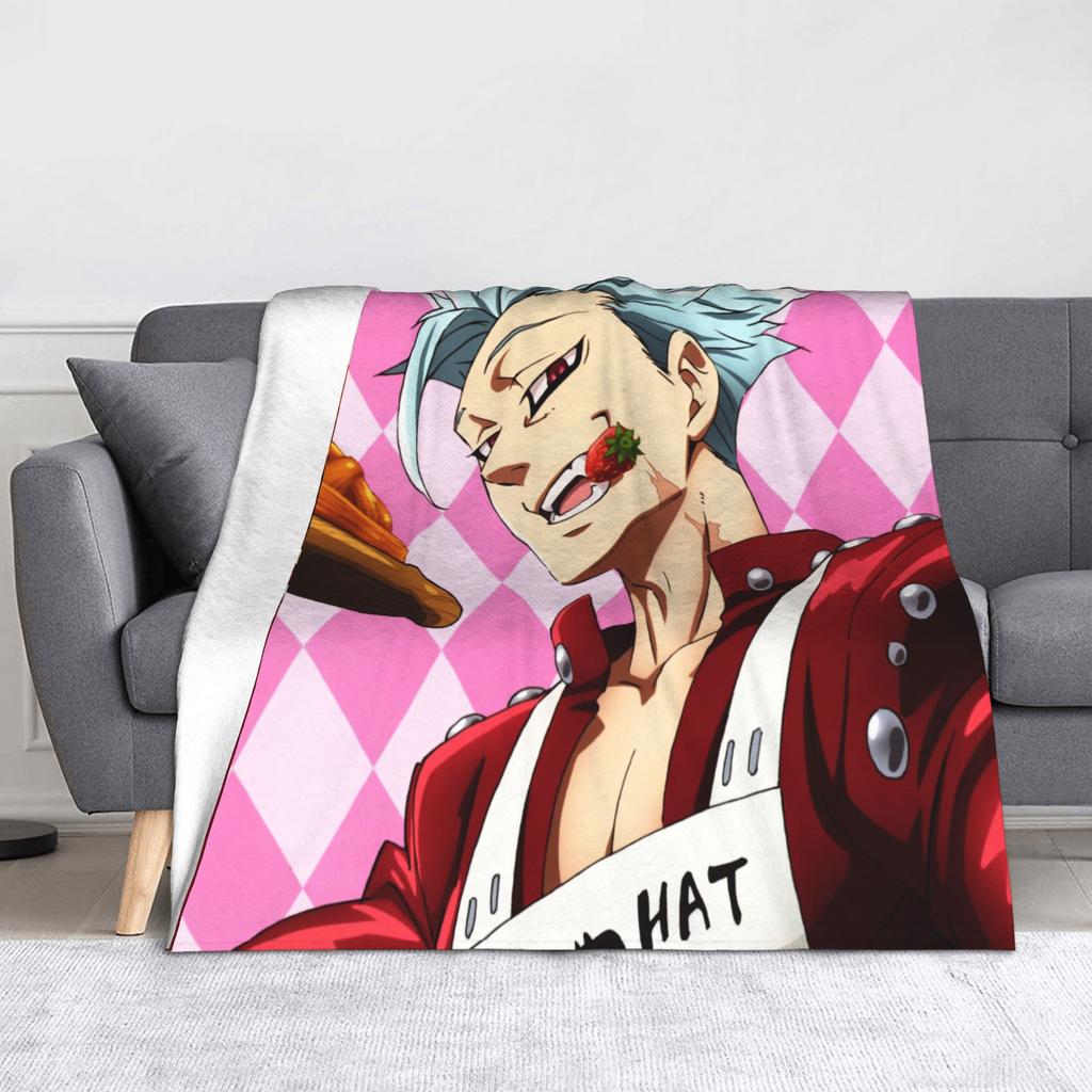 Sevendeadlysinse Meliodas Knitted Blanket Fleece Nanatsu no Taizai Ultra-Soft Throw Blankets for Outdoor Travel Bedroom Quilt
