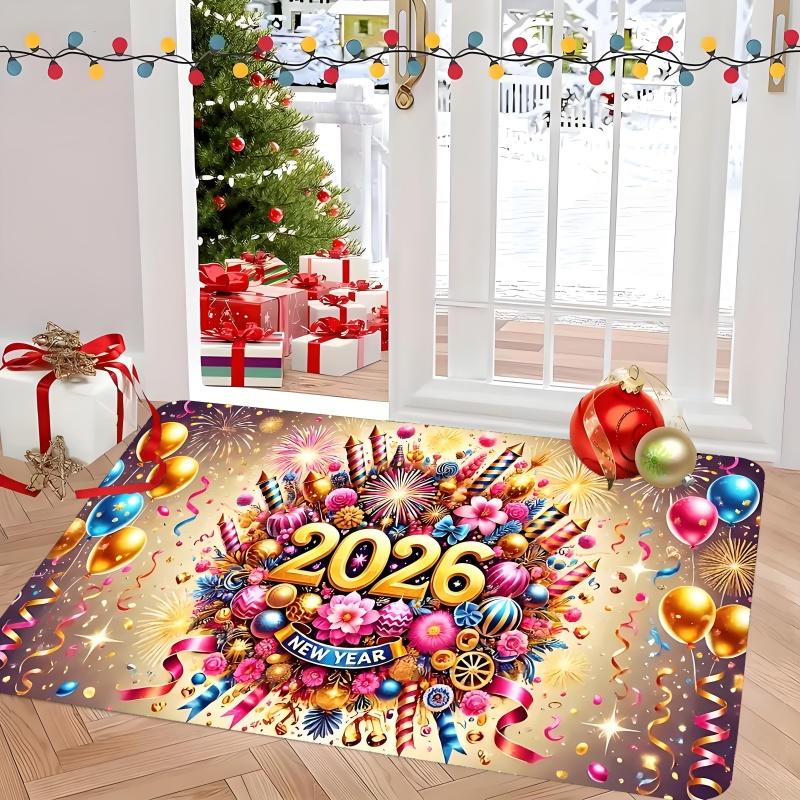 New Year Carpet Mat Rug Home Decoration Festive Fireworks Gift Pattern Entrance Door Mat Door Mat Entrance Welcome Mat
