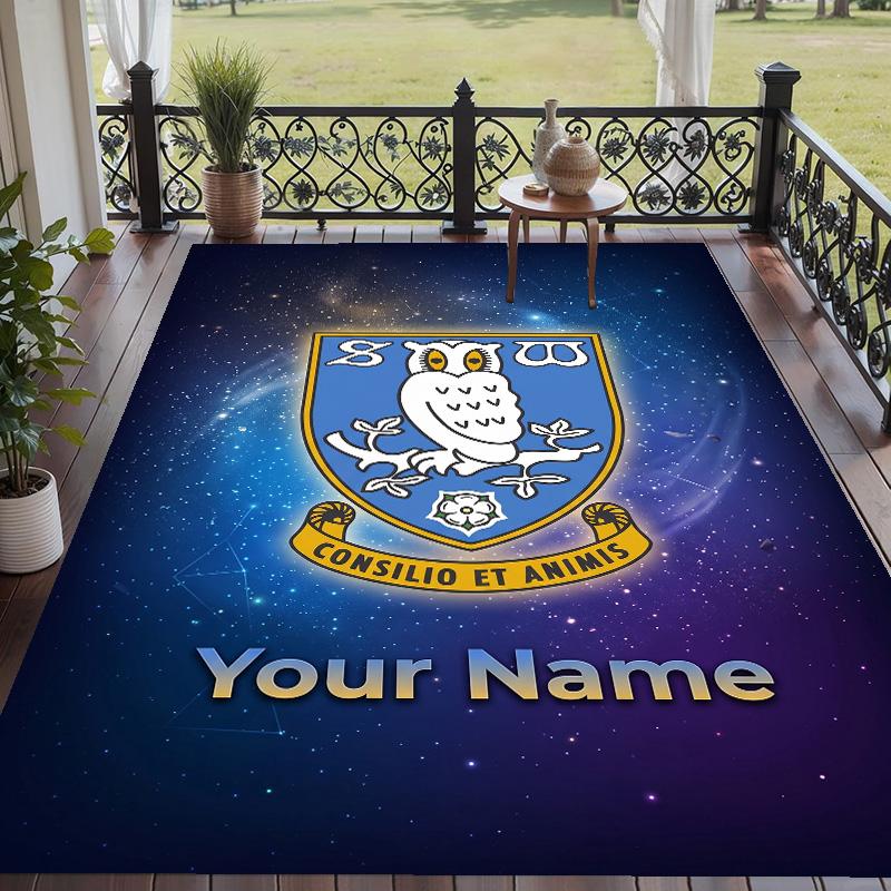 Χαλί με Εκτύπωση Προσαρμοσμένου Κειμένου Sheffield Wednesday FC Αντιολισθητικό Χαλί Δαπέδου Για Διακόσμηση Δωματίου Σπιτιού
