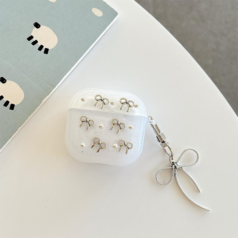 Applicable Apple Airpods 1 /2 Generation Earphones 4Th Generation Protective Case Pro3Rd Generation Bow Pendant Earphone Cover airpods 1/2 generation
