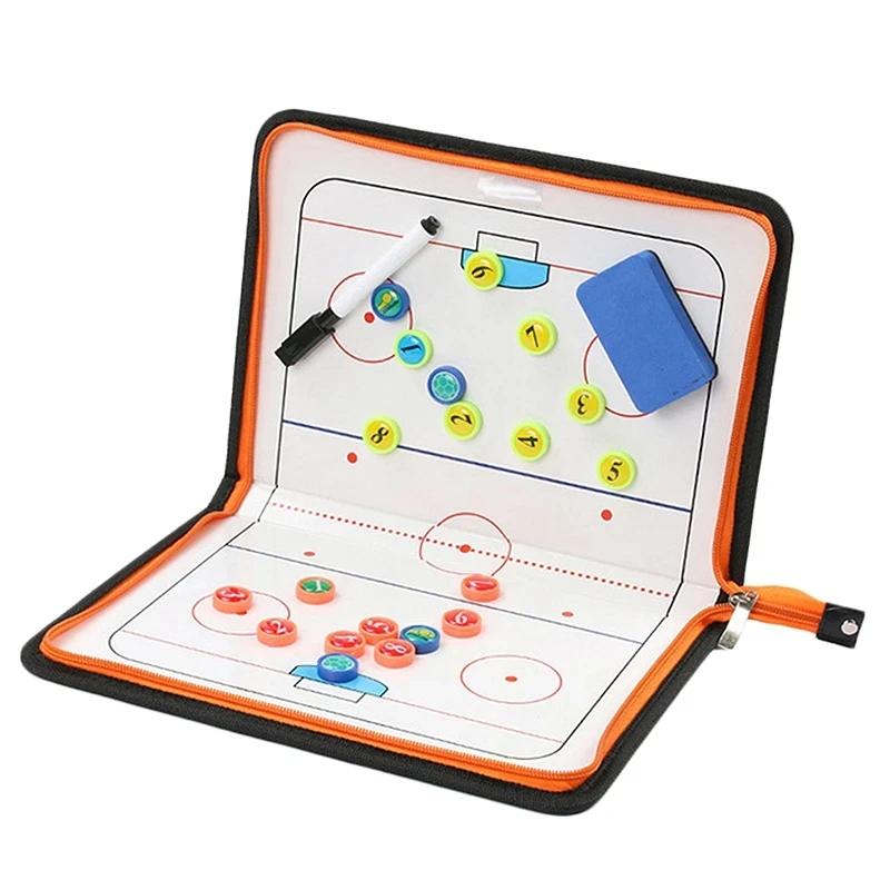 

PU Magnetic Foldable Ice Hockey Tactical Board Lightweight Portable Coaching Clipboard Ideal Strategy Board for Training & Match