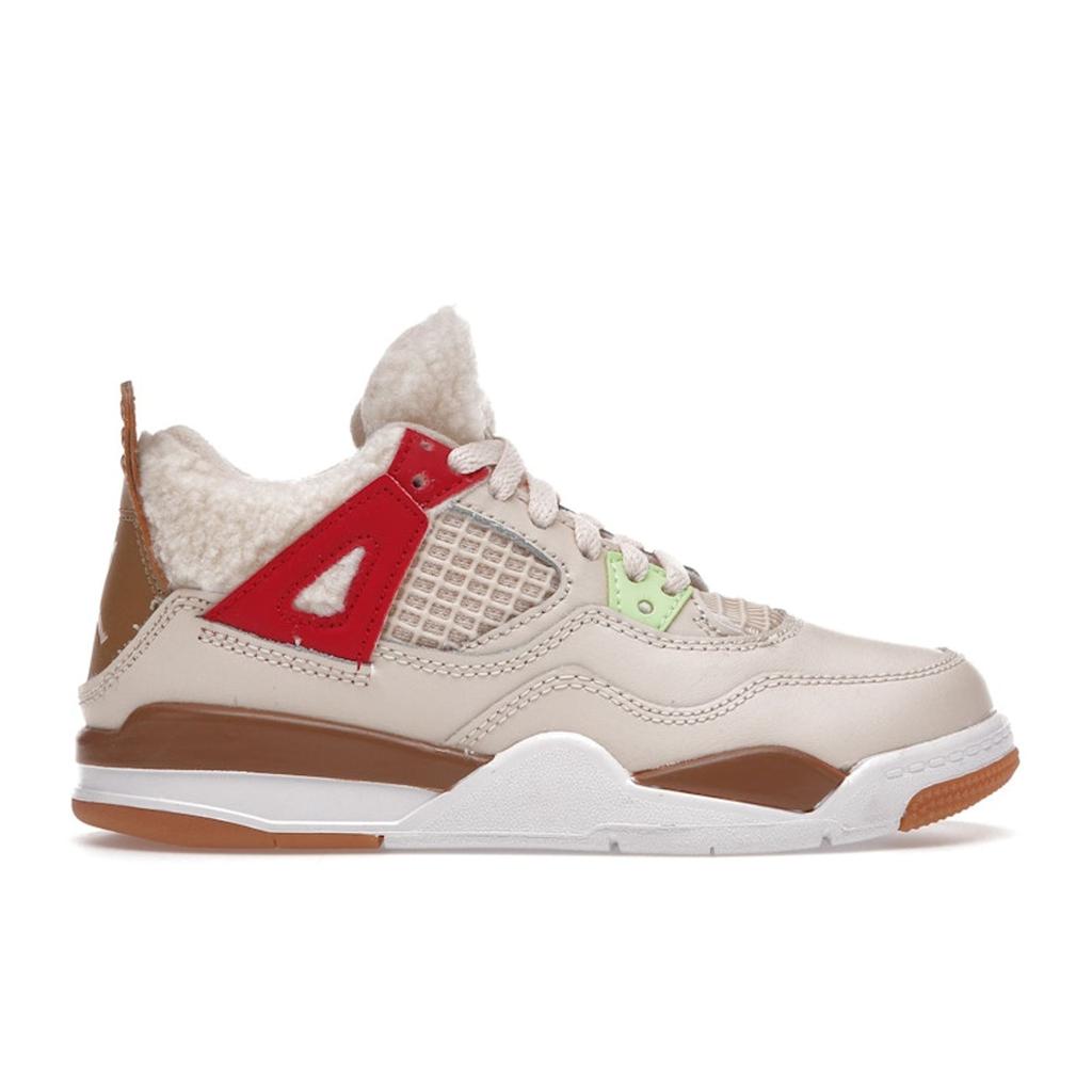 Air Jordan 4 Retro PS Wild Things Kids Sneakers Cream Sail University-Red DH0573-264