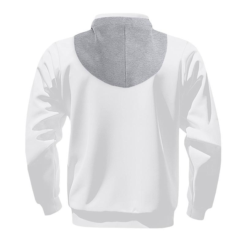 Heavyweight Spring/Autumn Fleece-Lined Men's Oversized Stand-Up Collar Hooded Pullover Zip-Up Long-Sleeved Sweatshirt