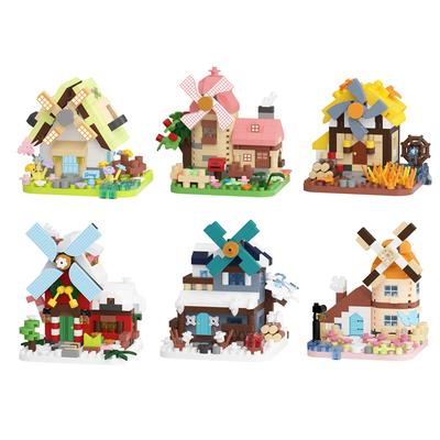 Kerst Speelgoed Vier Seizoenen Hut Bouwstenen Micro Blokken Educatief Speelgoed voor Kinderen DIY Kerst Decoraties Cadeaus