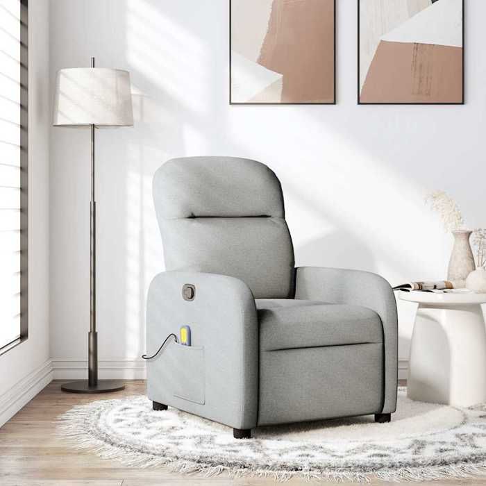 VidaXL Fauteuil de massage inclinable gris nuage tissu, fauteuil de massage, fauteuil, fauteuil canapé, fauteuil de bureau 4015541