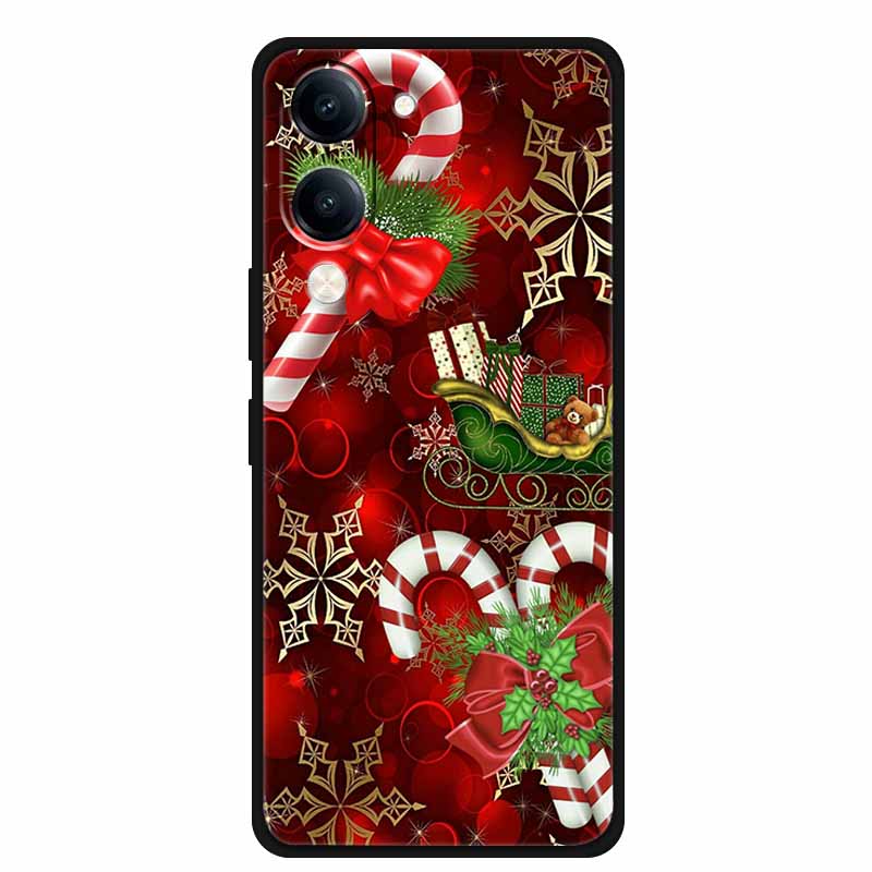 Christmas Case For Vivo Y04 Y04S Y37C Soft Silicone Phone Cover Funda For Vivo Y 04 04S 37C Black TPU Protective Bumper Casing
