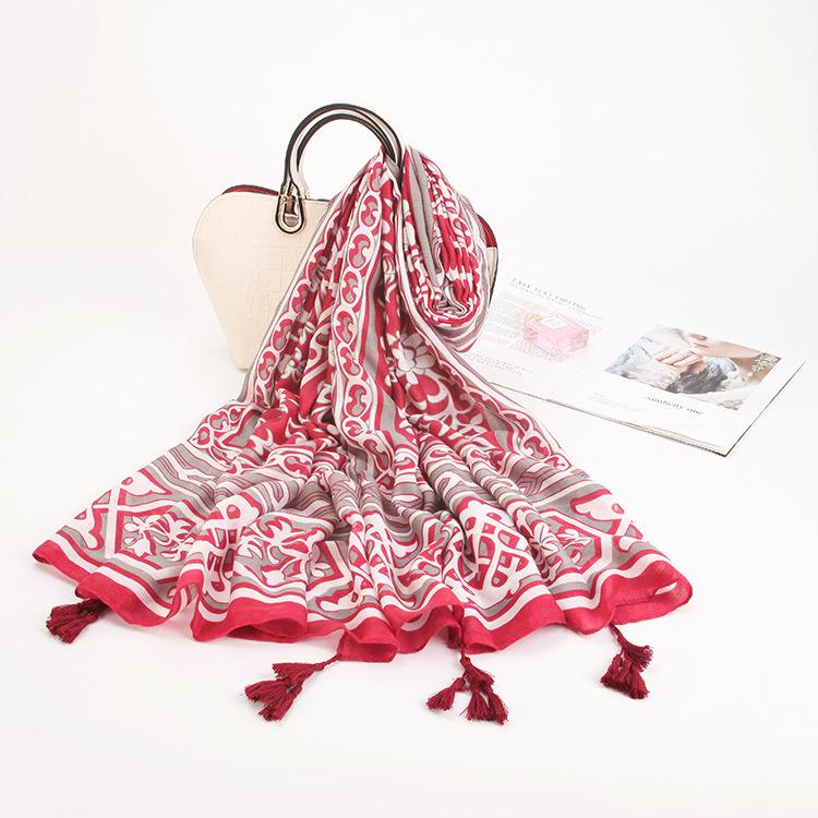 Twill Cotton Printing Cotton And Linen Ethnic Style Scarf Air Conditioner Warm Women'S Variety Sun Protection Shawl Silk Scarf