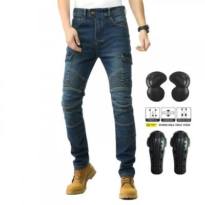 Mens Motorcycle Riding Pants With Integrated Protection Pads All-Season Stretch Cotton Biker Trousers Street Track Use