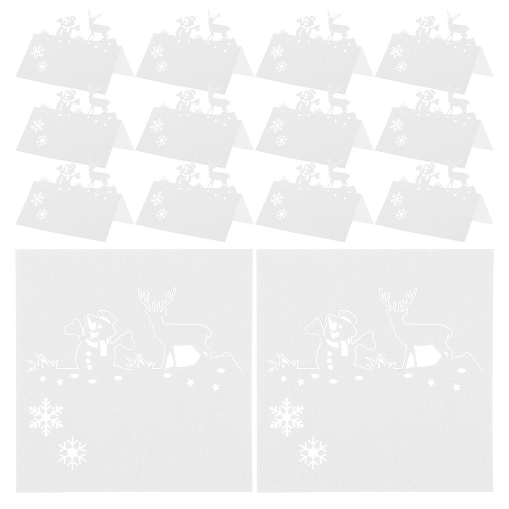 50Pcs Holiday Table Cards Reindeer Snowman Theme Premium Seat Labels for Christmas Dinner Wedding Event Guest Placement