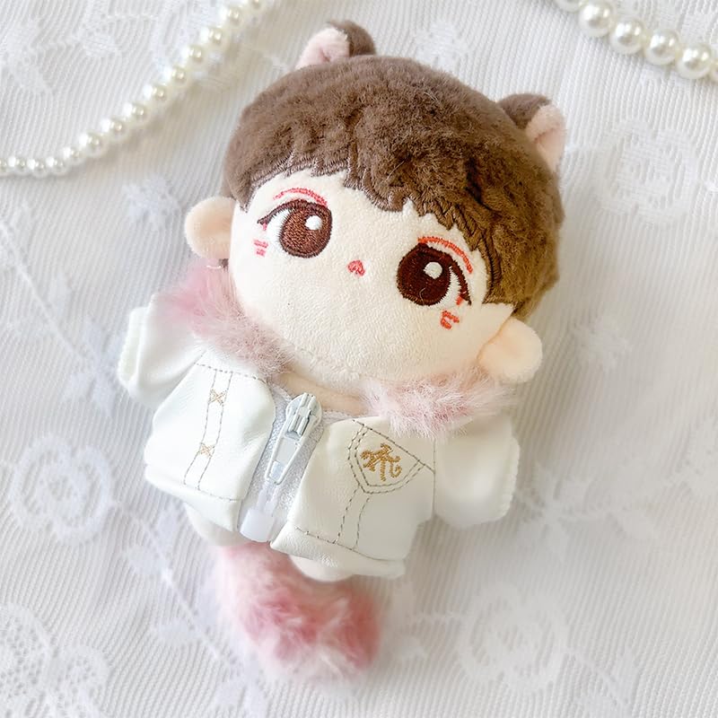 Fluffy Leather Jacket with Tail (10cm) White Plush Toy [Used]