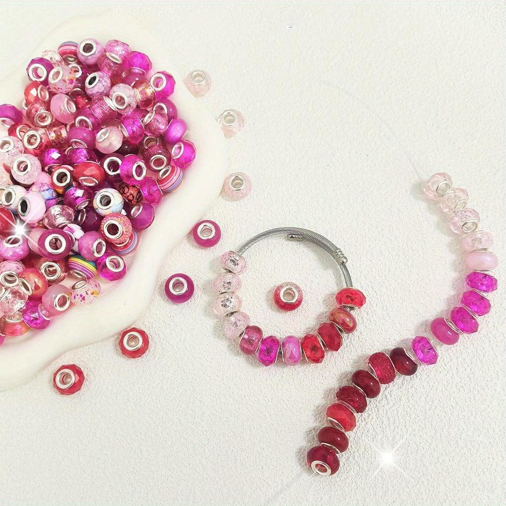 50pcs resin material large hole bead pink series craft bead spacing bead DIY bracelet necklace earrings keychain foot chain phone chain