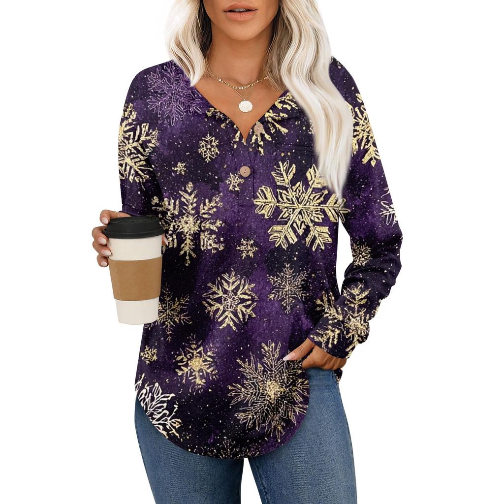 Women's Retro Printed Fashionable Long-sleeved Top