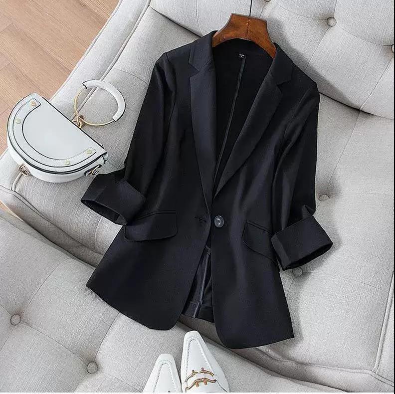 Dámská jarní a podzimní tenká část prodyšného lehkého vyklápěcího límečku tlačítko odstavec odstavec Temperamentní tenká tenká bunda