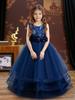Girls Party Evening Dress Skirt Flower Mesh Tutu Middle and Big Kids Long Christmas Performance Costume 632 Children's Princess