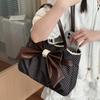 Vintage Y2k Polka Dot Bow Shoulder Bag Japanese Sweet Underarm Bag Stylish Cute Lolita Handbag Casual Versatile Plush Tote Bag