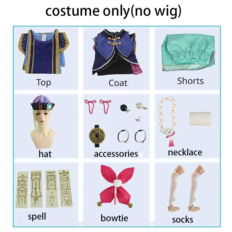 

Qiqi Cosplay Costume Zombie Qi Qi Dress With Hat Spells Socks Halloween Clothes Qi Qi Outfits For Comic Con XS