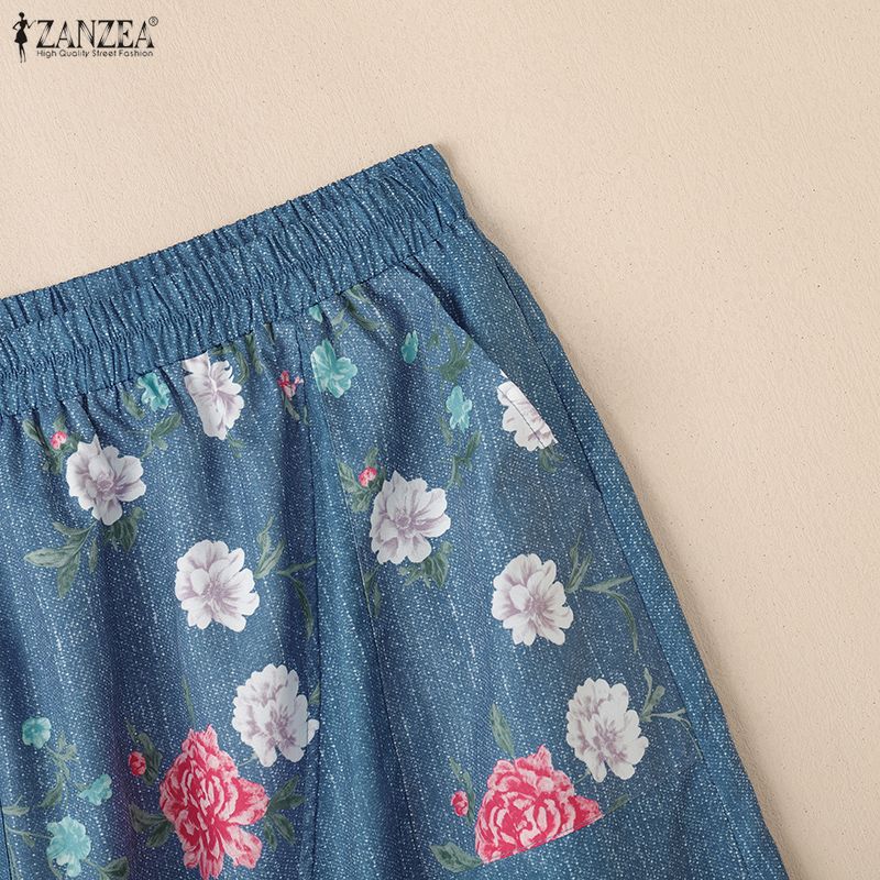 ZANZEA Lässige Röcke mit elastischer Taille und lockerem Blumendruck für Damen