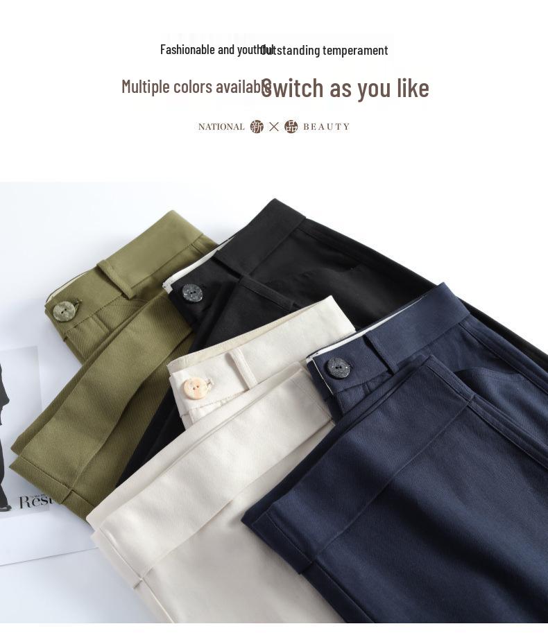 2025 Women's Small Size Cotton Linen Wide Leg Pants - Versatile, Slimming, Casual for Spring & Autumn