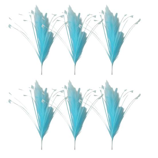 6 Pcs Faux Pampas Grass Decor 17.7" Short Fluffy Fake Pompas Branches Multicolor Artificial