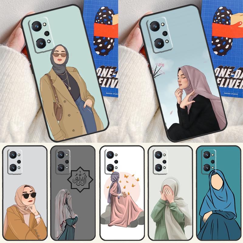 Muslim Islamic Arabic Hijab Gril For Realme C55 C67 C61 C75 C53 C51 C21Y C25S GT 6 6T 5 GT7 Pro 10 11 12 13 14 Pro Plus Case