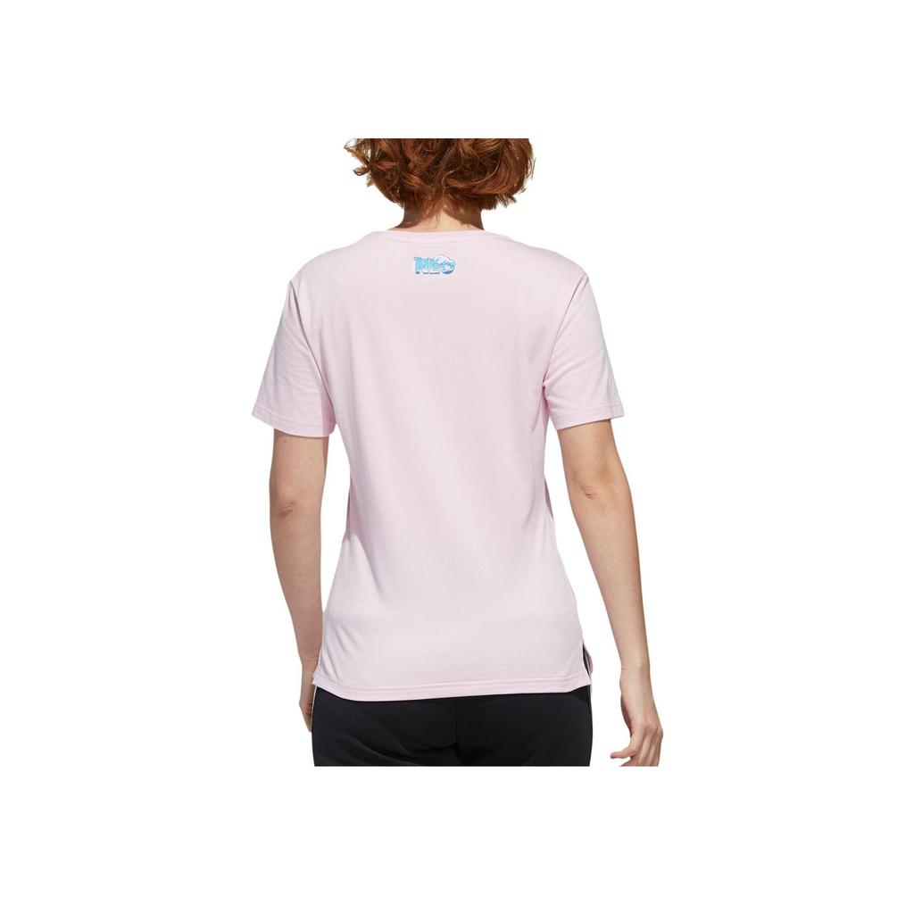 Adidas Neo Round Neck Comfortable Breathable Sports Casual Short Sleeve T-Shirt Women Tops Pink GJ5653