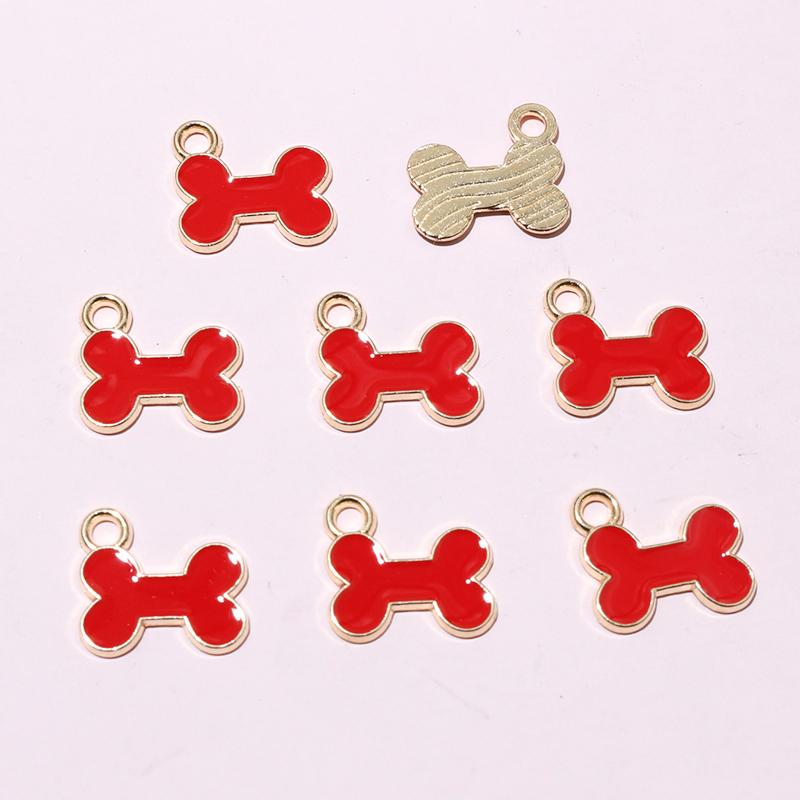20pcs 12x13mm Enamel Bone Charms Pendant Small Cute DIY Jewelry Making Accessories for Bracelet Earrings Keychains 