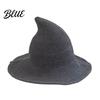 Cotton Knitted Wizard Hat Women Pointed Witch Hat Foldable Wide Brim Cap Halloween for Cosplay Autumn Winter Themed Party Costume Accessory