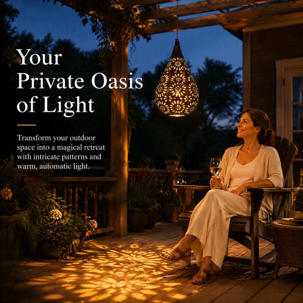 Moroccan Style Solar Hanging Lanterns Hollow Iron Garden Solar Lamp Hanging Solar Light For Patio