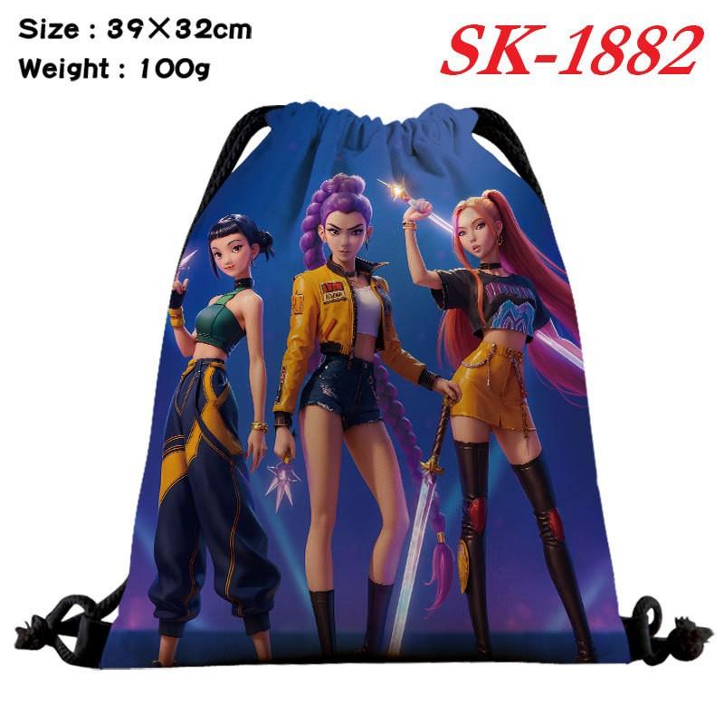 Demon Hunters Drawstring Bag Lightweight Backpack Cartoon Print Travel Fitness Clothes Storage