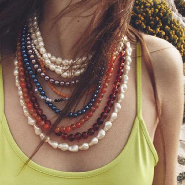 Lightweight Colorful Layering Bead Necklace Party Festival Jewelry Trendy Women Accessory Fashion Clavicle Chain