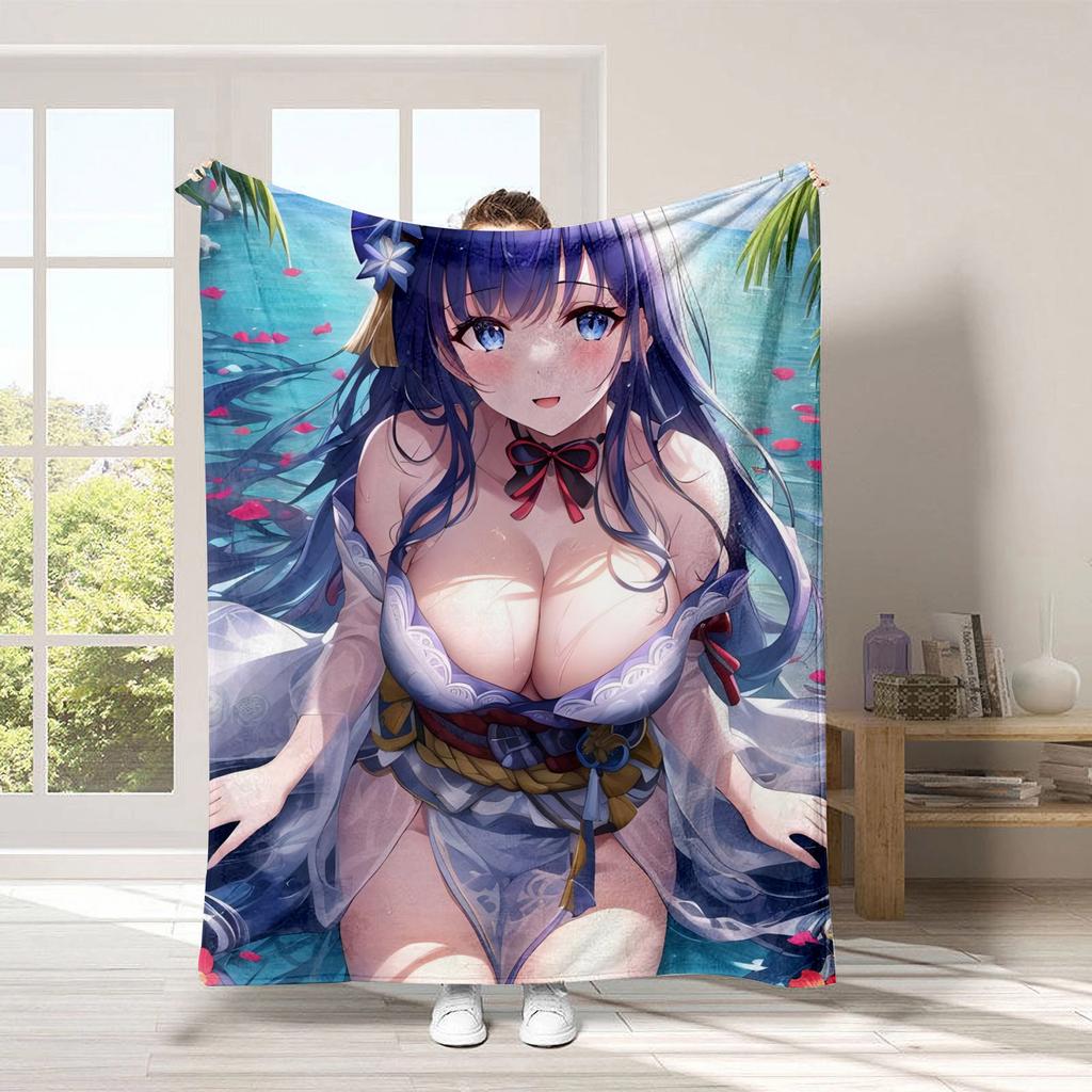 Anime beautiful girl digital-printed polyester Bedroom velvet flannel cover blanket Fleece soft sofa cover blankets for beds