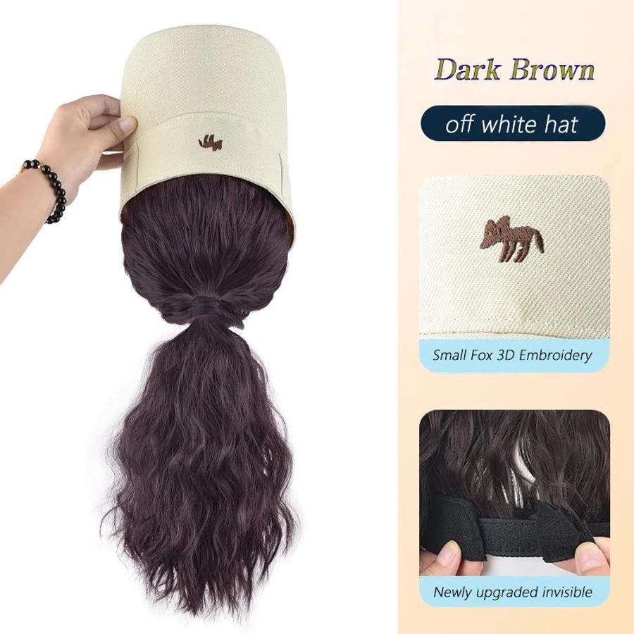 

Синтетическая шляпа парик белая шляпа с волнистым хвостиком термостойкие синтетические волосы для женщин шляпа и парик в одном куске для ежедневного использования 12inch