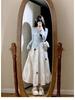 French Blue Long-Sleeve Spring Dress for Women 2025 - Small Sizes Available