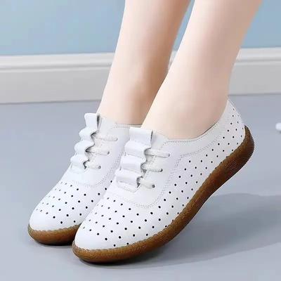 2024New Spring Women Cow Hide Leather Shoes Ballerina Flats Shoes Women  Shoes Moccasins Lace Up Loafers S Tenis Plimsolls