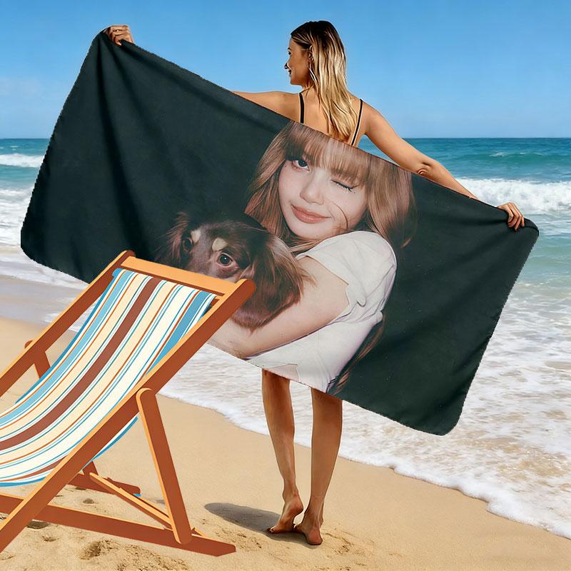LISA Print Beach Towel, Large Soft Quick Dry Towel for Beach Camping Swimming