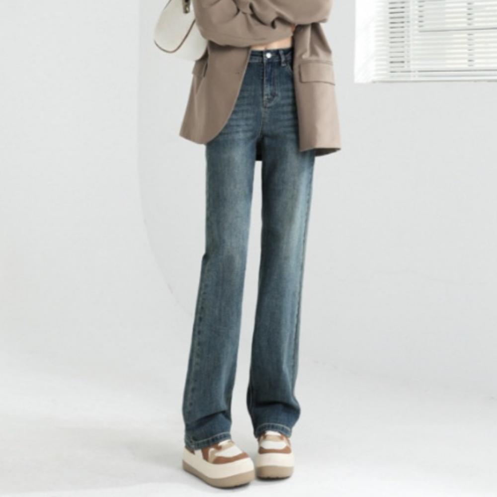 Spring High Waist Slim Straight Jeans for Women