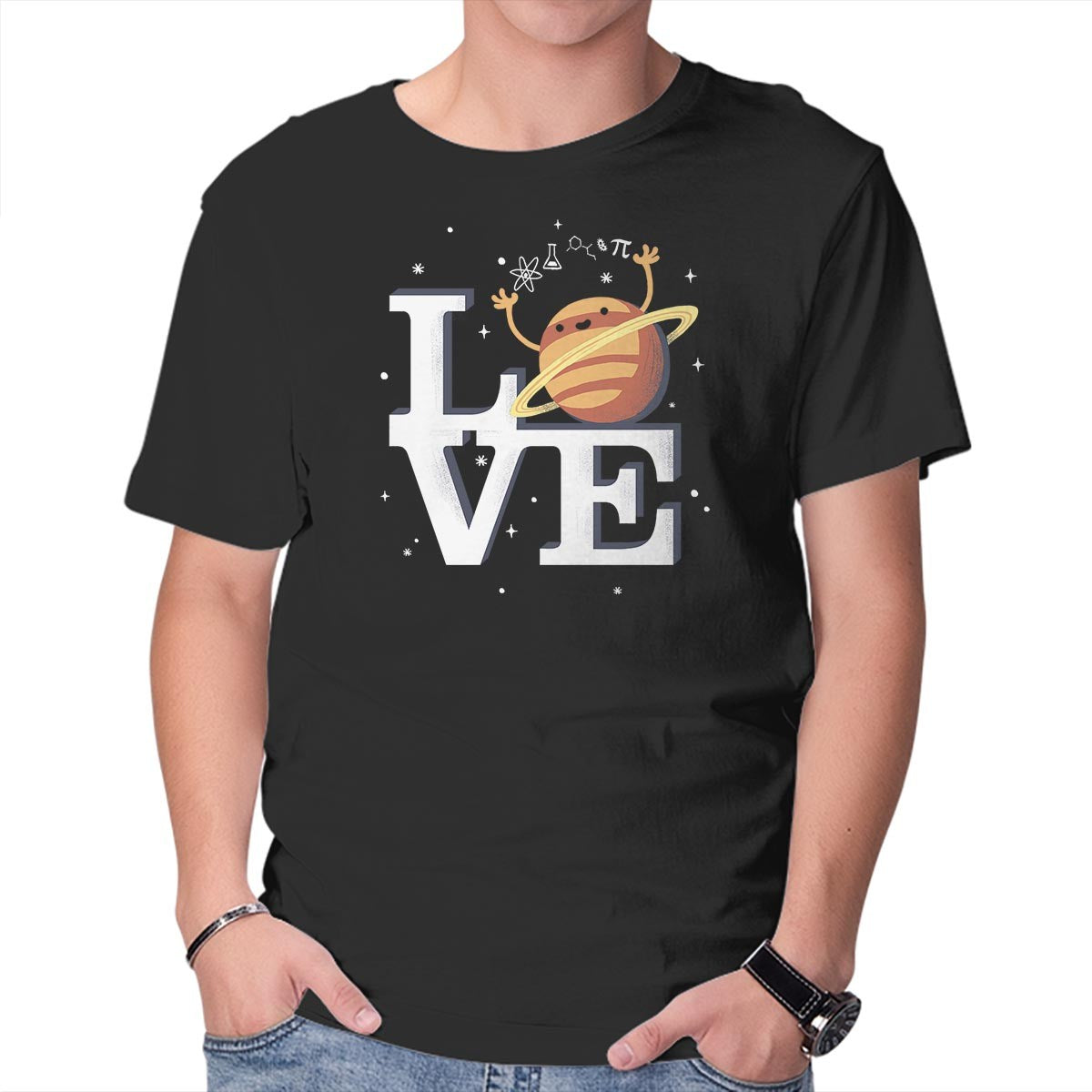 Unisex Crew Neck T-Shirt Love Science Graphic Short Sleeve Casual Tee M