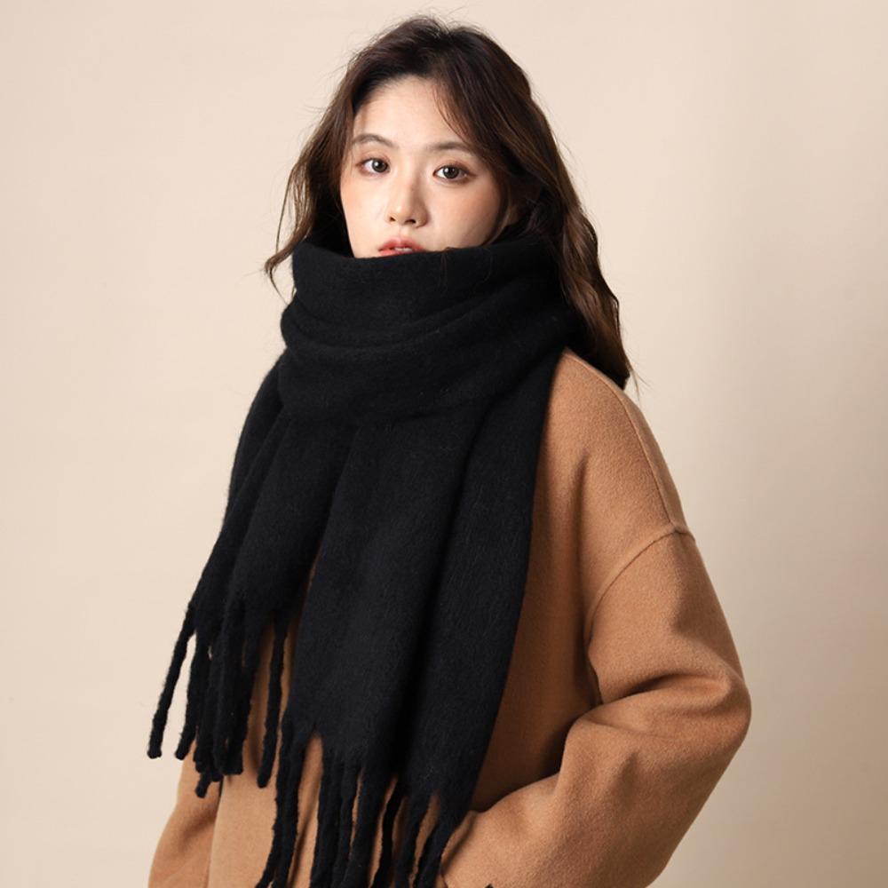 Mohair Winter Wool Scarf Plush Long Shawl Elegant Winter Cashmere Scarves  Girl