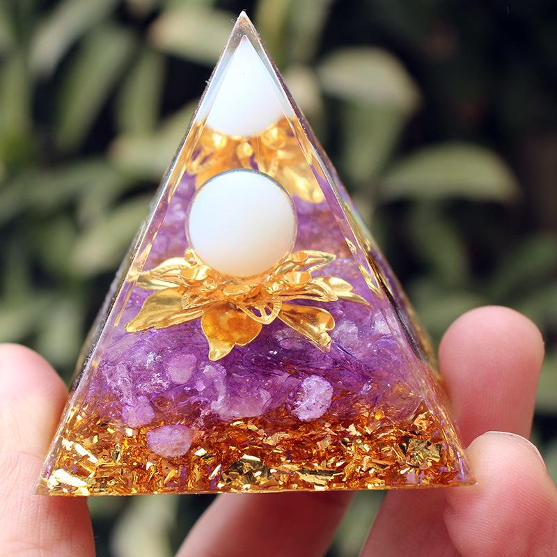 Pyramid Crystal Ball Resin Ornament for Home or Car Decor 6 cm (Neutral Color Box)