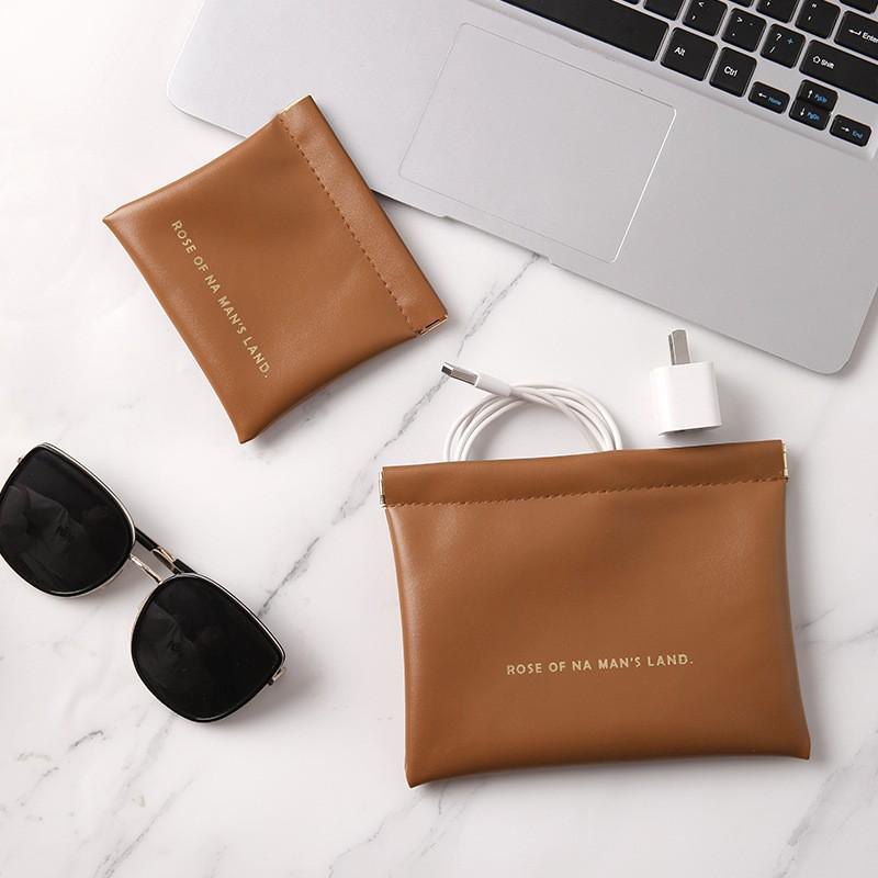 

Portable Red Envelope Data Cable Storage Bag with Automatic Closure, Large Capacity, Universal for Coins and More Mocha Brown - Small