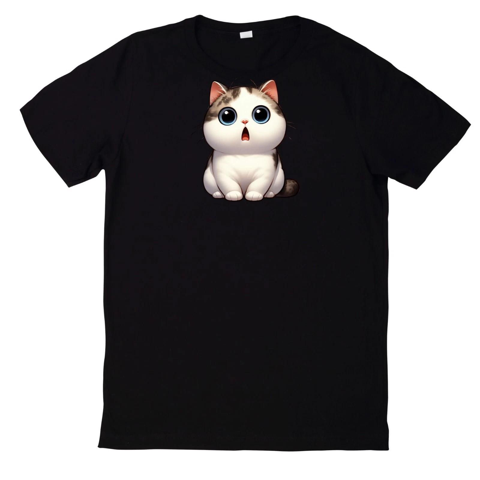 T-Shirt Lustige überraschte Katzen Motiv Baumwolle L